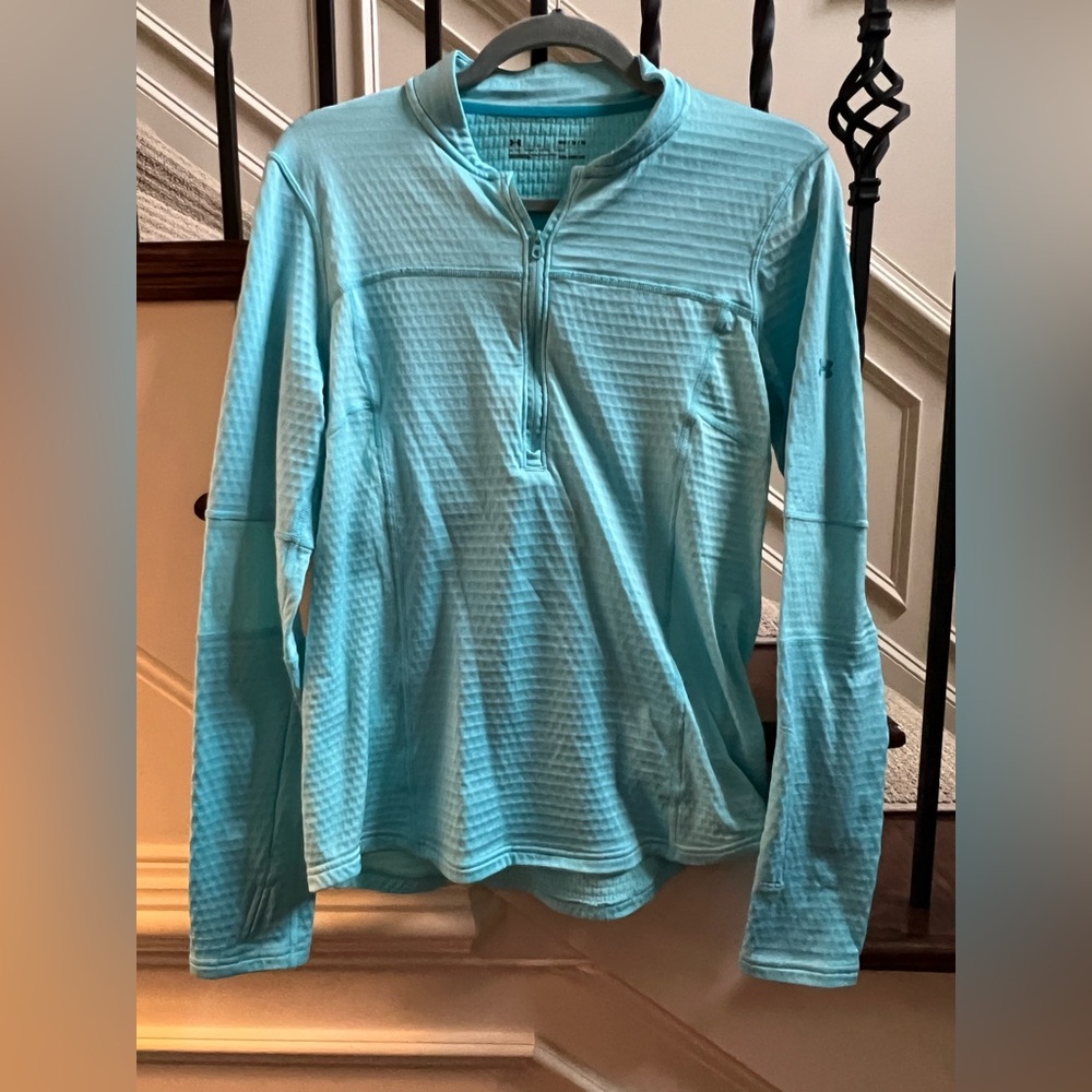 Under Armour women ladies medium Teal ColdGear 1/2 zip top pullover